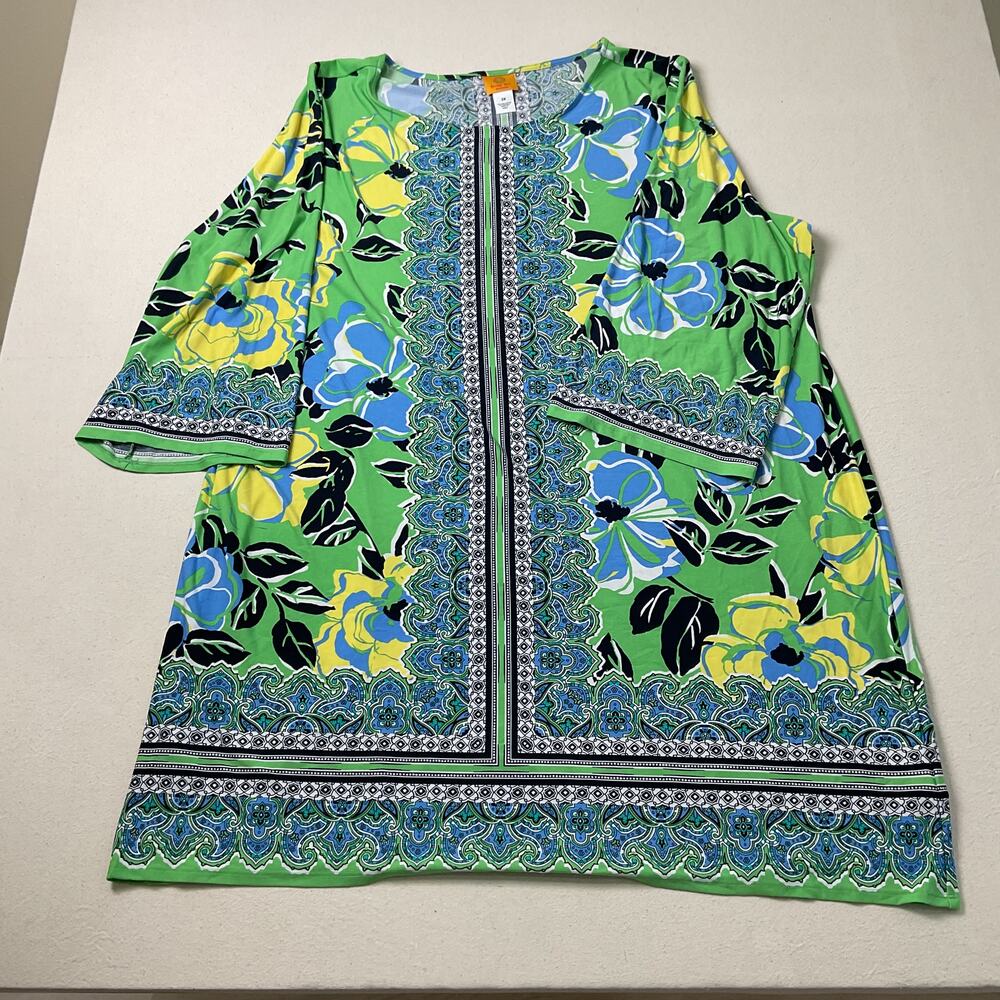 Ruby Rd Woman Floral Mosaic Print Long Sleeve Dress 3XL - Picture 3 of 9